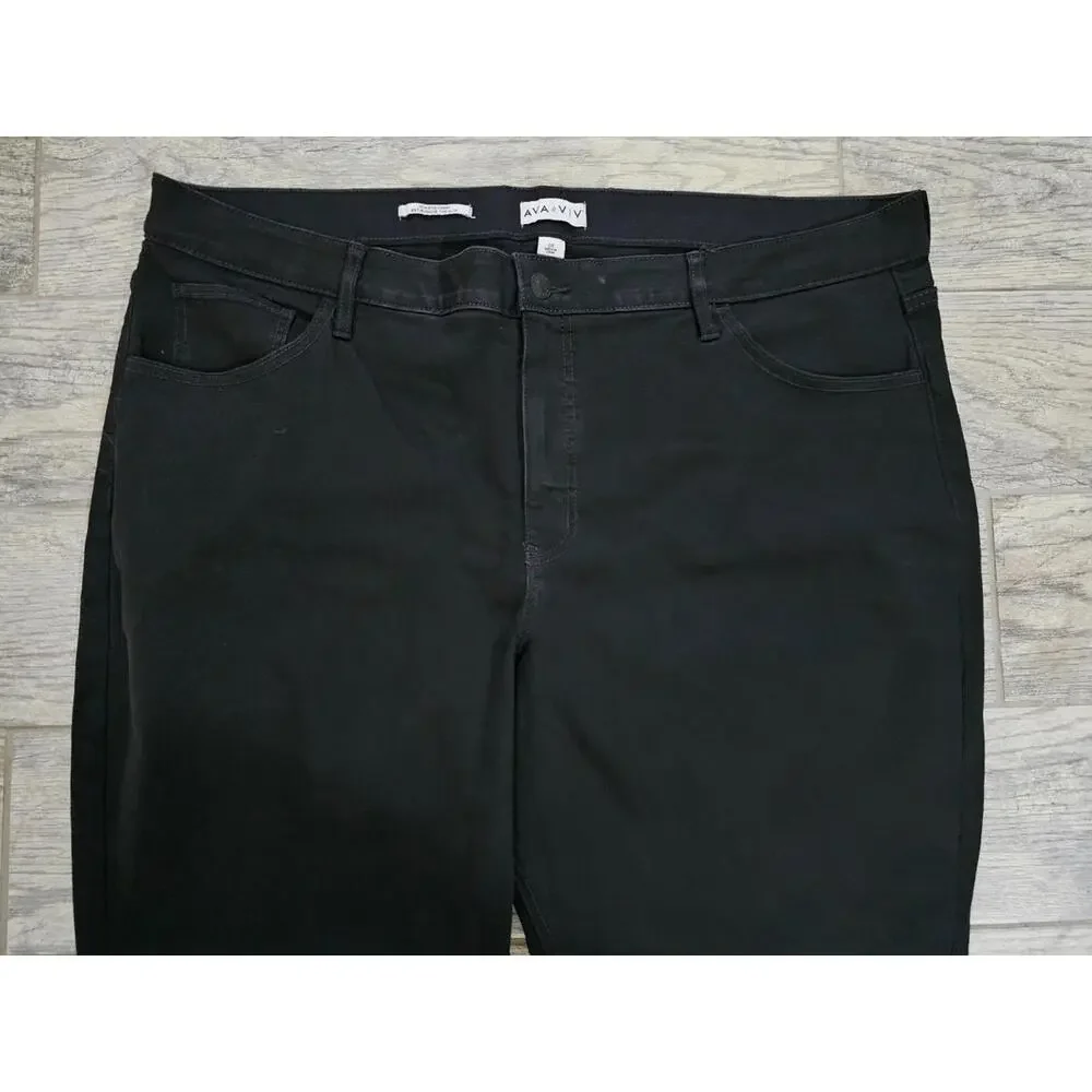 Women's AVA & VIV Jeans Pants High Rise Skinny Size 24 Black Stretch Flat Front - Picture 7 of 11